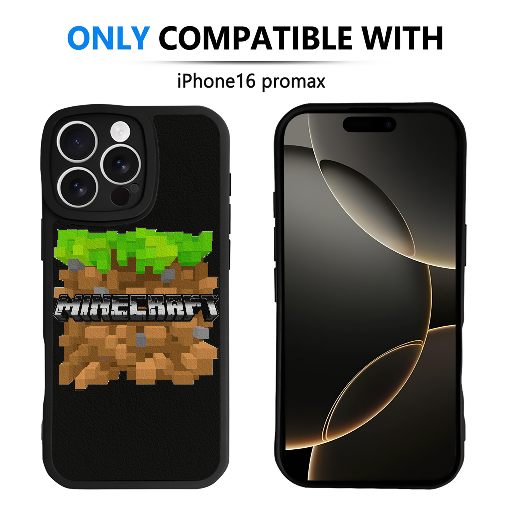 （画像用） マインクラフト ブロックの世界 Minecraft MC Block world 【iPhone 16シリーズ対応】シリコンスマホケース（レザー調） 材質：シリコン